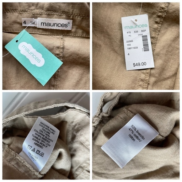 Maurices Asymmetrical Zip Vest Tan Brown Khaki Plus Size 3XL Safari Linen NWT - Picture 5 of 16